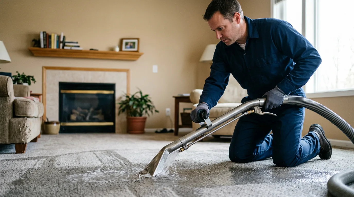 Water damage restoration technician working near Peach Springs, AZ